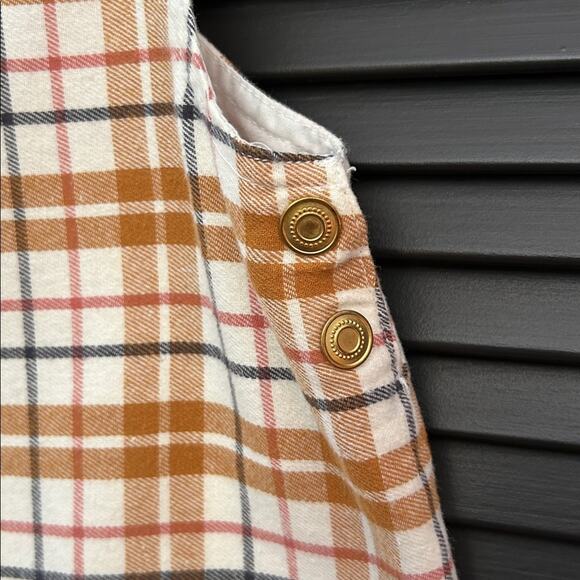 Tahari Girl’s Brown and White Plaid Overall Dress, Size 4T - Picture 5 of 10